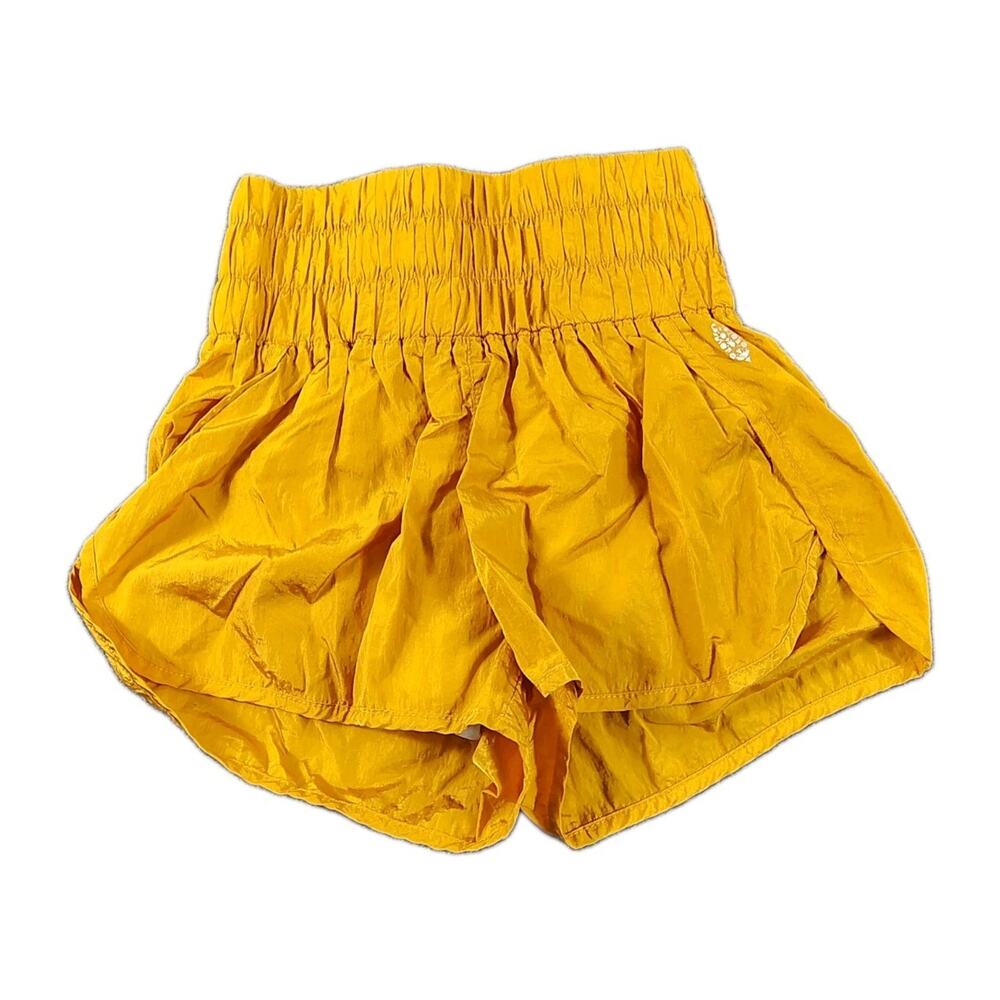Free People Movement The Way Home Shorts Womens S Gold Varsity Style Nylon Lined